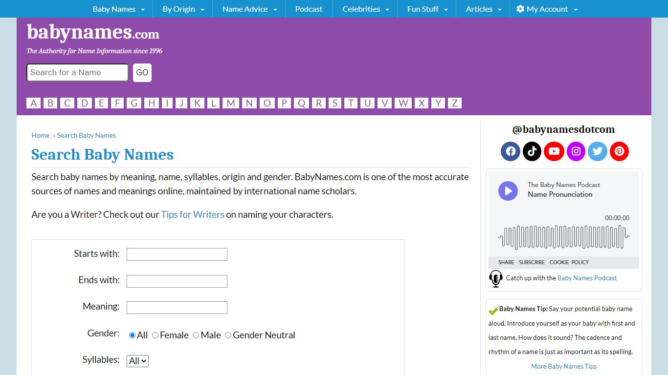 Search Baby Names by Name, Meaning, Origin, Syllables